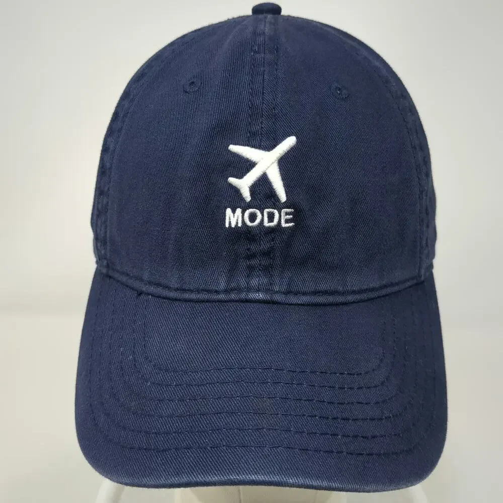 Baseball Cap Blue One Size Airplane Mode Graphic Slideback Cotton Strapback Hat